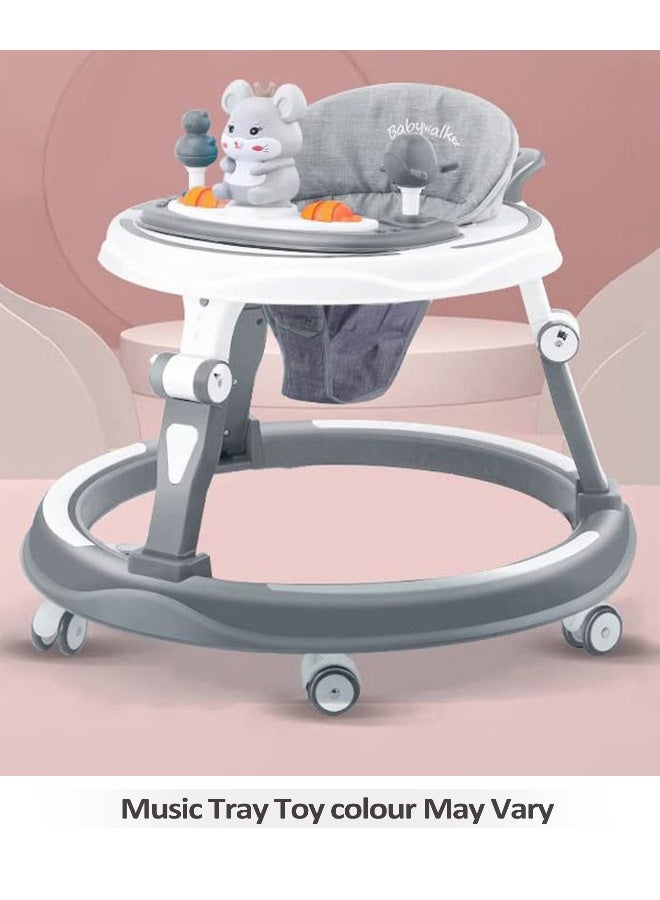 PlayNation Play Nation Multi Functional Baby Walker, Mouse Theme, with Toy Bar, Adjustable Height, Music & Lights, 6 Months+, 70 x 70.5 x 57cm - Grey - Image 1