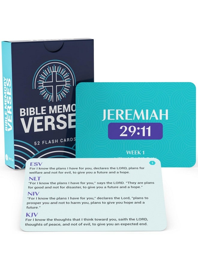 Briston 52-Week Bible Memory Verse Flash Cards - Year-Round Weekly Scripture - Multi-Translation Old & New Testament: Esv, Nlt, Niv, Kjv - Individual Or Group Study - Inspirational Guidance & Goals - Image 1