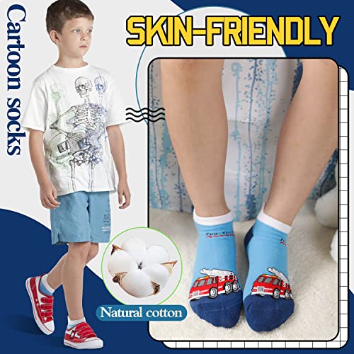 Welwoos Kids Boys Ankle Socks No Show Low Cut Funny Cute Cartoon Novelty Cotton Socks 6 Pairs Gifts Stocking Stuffers for Boys Kids(Blue Car,5-8 Y) - Image 2