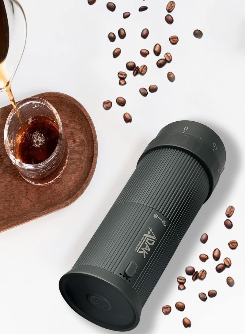 أداك مطحنة قهوة كهربائية قابلة لإعادة الشحن بمنفذ USB-C محمولة ADAK V2 - مطحنة مخروطية من الفولاذ المقاوم للصدأ، سعة 30 جرام، 80 إعداد طحن، هيكل من الألومنيوم مع فرشاة تنظيف، مطحنة إسبريسو صديقة للسفر (رمادي) - Image 4