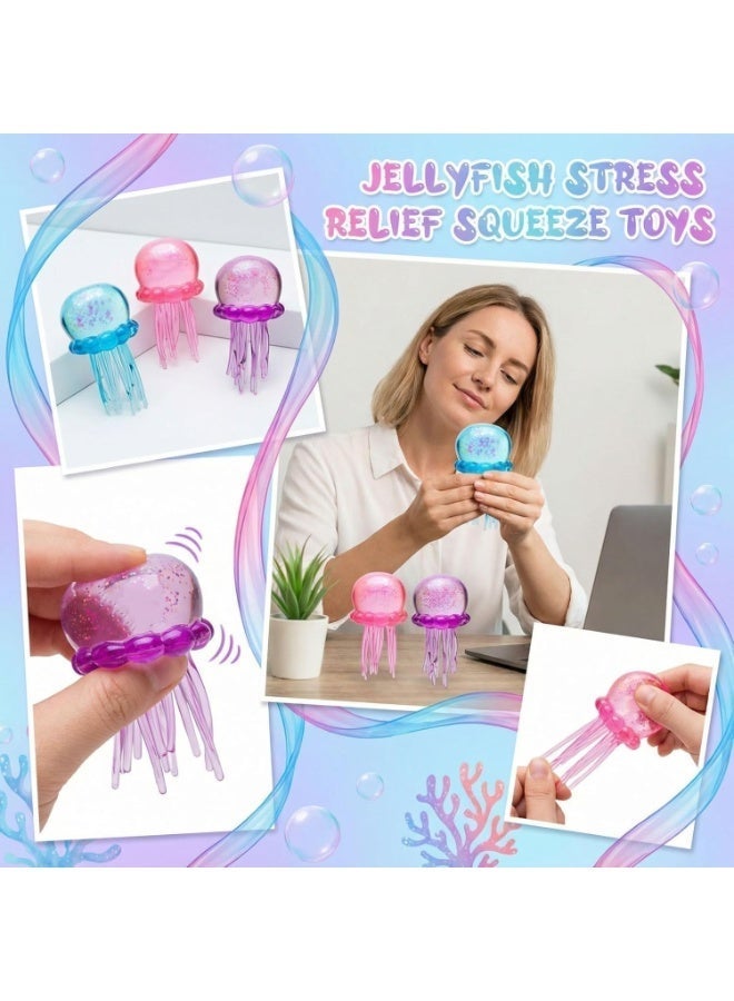 Squish Blue Jellyfish Fidget Toy - Super Solid Squish Stress Relief Sensory Squeeze Toy for Kids & Adults, Anti-Anxiety ADHD Focus Desk Toy（Pink） - Image 3
