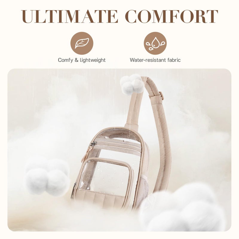 Missnine Clear Bag for Stadium Events Puffy Quilted Crossbody Purse PVC Sling Backpack for Sport Concert with Side Pocket - Image 5