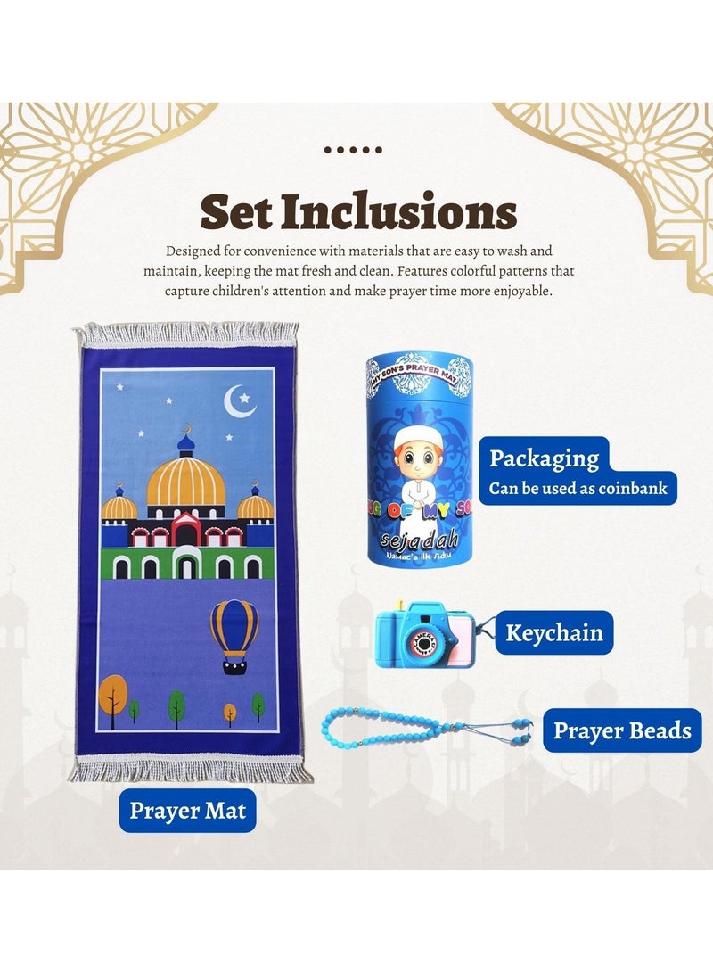 Home Smart Home Smart Children Prayer Mat Gift for Boys and Girls Folding Prayer Mat with Toy and Prayer Beads and Money Box Ideal for Ramadan Gift  - Image 3