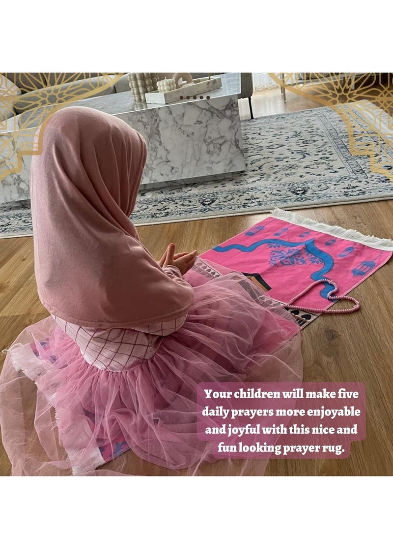 Home Smart Home Smart Children Prayer Mat Gift for Boys and Girls Folding Prayer Mat with Toy and Prayer Beads and Money Box Ideal for Ramadan Gift  - Image 4