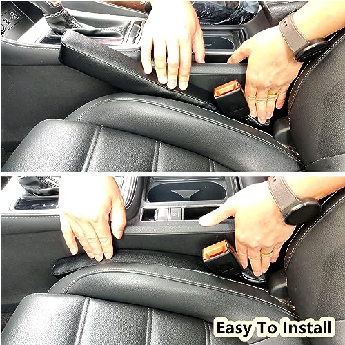 Wuzno Leather Car Seat Gap Filler, 2 Pack No-Drop Seat Guard Universal Gap Stopper/Catcher to Fill The Gap Between Seat and Console Black Car Crevice Blocker Space Pad - Image 3