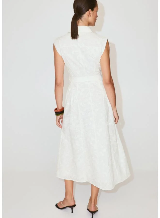 Mango Embroidered Belt Dress