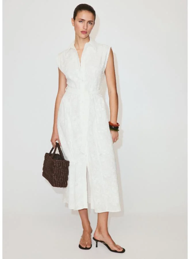 Mango Embroidered Belt Dress