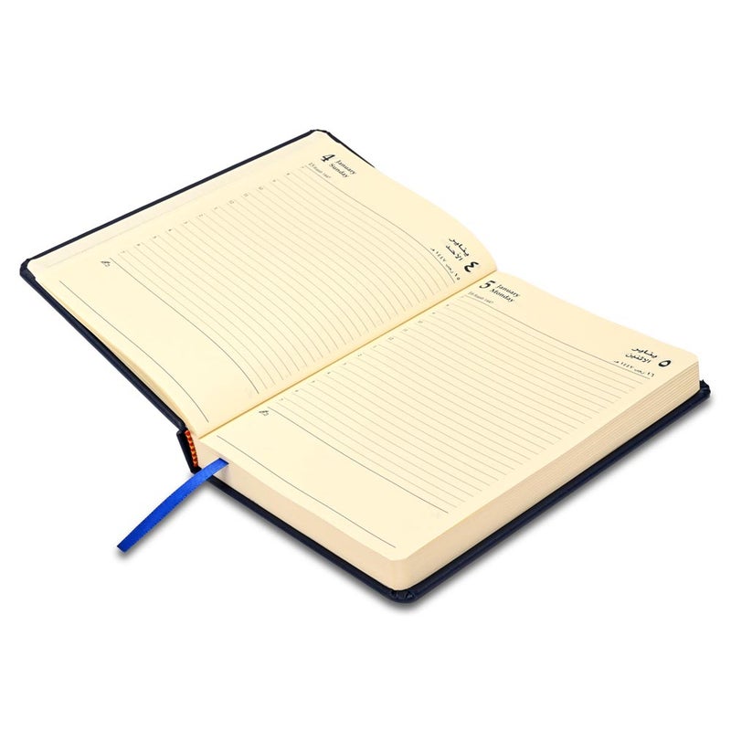 FIS 2026 A5 Diary, 148x210mm, 1 Side Padded Italian PU Cover Materials, Round Corners, 1 Day a Page Format, Arabic/English, 70gsm Italian Ivory Paper, Blue Cover-FSDI19AE26BL - Image 3