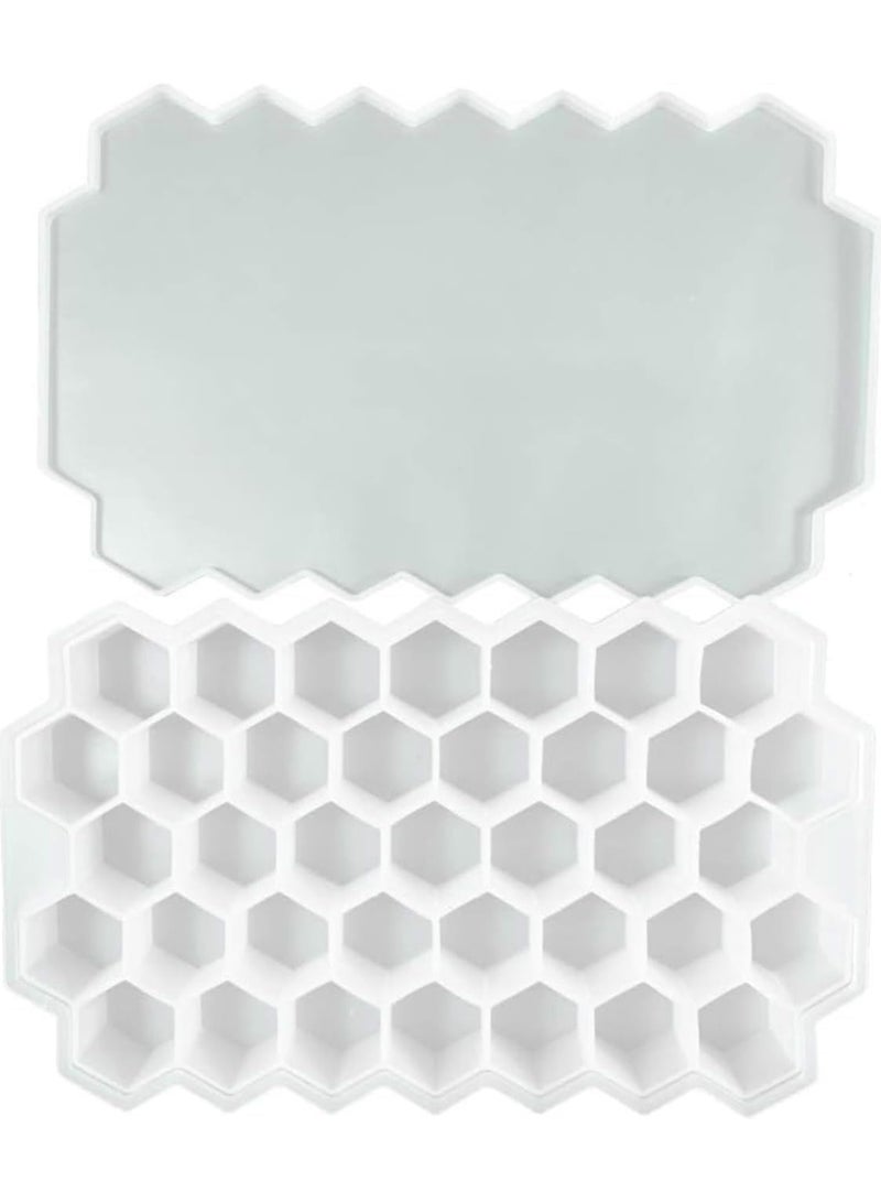 2-Piece Silicone Honeycomb Ice Tray (36 Cells) | Ice Cube Tray with Airtight Lid for Freezer and Microwave kh - Image 1