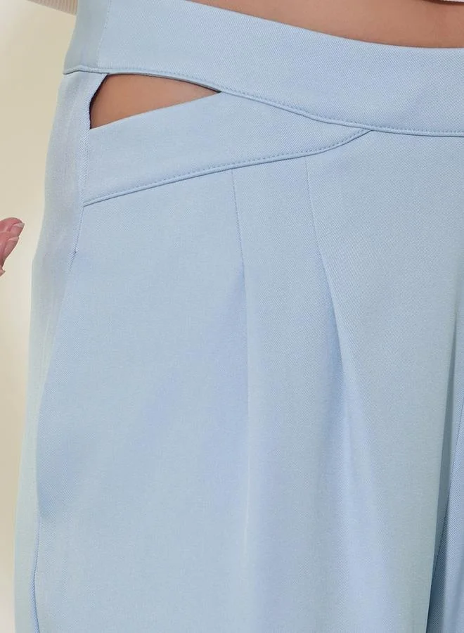 Take Two Waist Hollow Design Casual Straight Leg Suit Pants