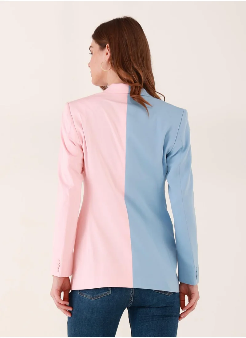 IZEL Leah Dual-Tone Pink and Blue Blazer