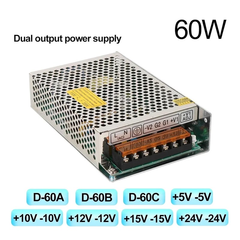50W 60W 75W Dual Power Supply D-60A 60B 60C +5V-5V +10V-10V +12V-12V +15-15V +24V-24V AC-DC Switch Power Supply D-50 D-75 for DIY(D-50 10V2.5A-10V2.5A) - Image 3