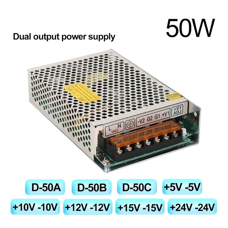 50W 60W 75W Dual Power Supply D-60A 60B 60C +5V-5V +10V-10V +12V-12V +15-15V +24V-24V AC-DC Switch Power Supply D-50 D-75 for DIY(D-50 10V2.5A-10V2.5A) - Image 4
