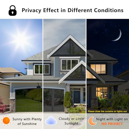 Lmlpt One Way Privacy Window Film See Out Not in Sun Blocking Windows Tint for Home Heat Control Dark Glass Tinting Films Self-Adhesive Anti UV Mirror Door Coverings Sticker,Magic Black,23.6X78.7in - Image 4