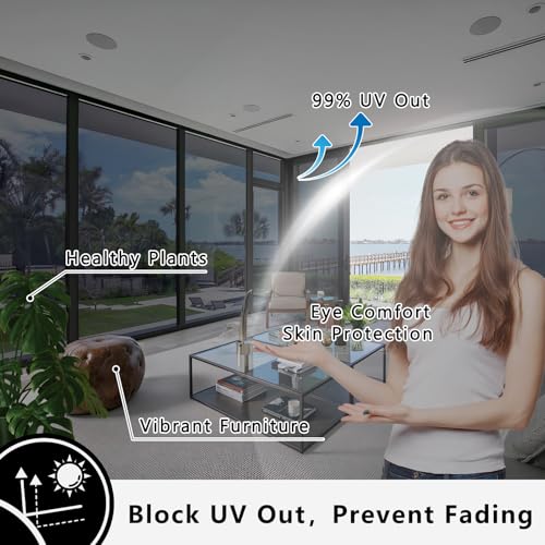 Lmlpt One Way Privacy Window Film See Out Not in Sun Blocking Windows Tint for Home Heat Control Dark Glass Tinting Films Self-Adhesive Anti UV Mirror Door Coverings Sticker,Magic Black,23.6X78.7in - Image 3