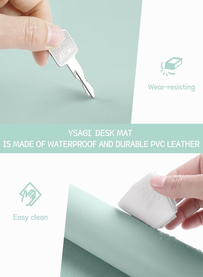 YSAGi Non-Slip Leather Desk Pad, Waterproof Laptop Computer Desk Keyboard Mat, Table Protector Blotter Mat, Large Mouse Pad for Office/Work/Home/Decor(Mint Green, 23.6" x 13.7") - Image 5