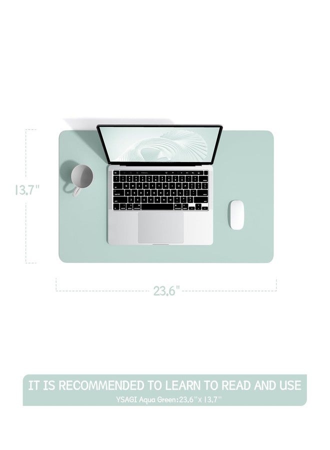 YSAGi Non-Slip Leather Desk Pad, Waterproof Laptop Computer Desk Keyboard Mat, Table Protector Blotter Mat, Large Mouse Pad for Office/Work/Home/Decor(Mint Green, 23.6" x 13.7") - Image 2