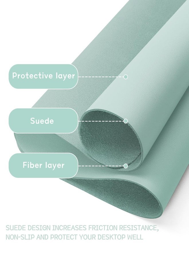 YSAGi Non-Slip Leather Desk Pad, Waterproof Laptop Computer Desk Keyboard Mat, Table Protector Blotter Mat, Large Mouse Pad for Office/Work/Home/Decor(Mint Green, 23.6" x 13.7") - Image 4