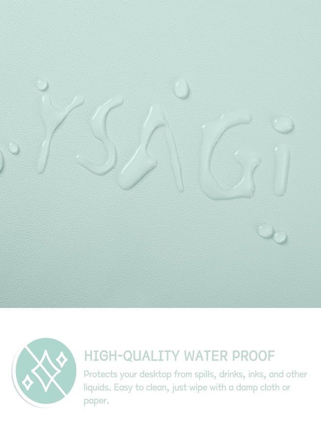 YSAGi Non-Slip Leather Desk Pad, Waterproof Laptop Computer Desk Keyboard Mat, Table Protector Blotter Mat, Large Mouse Pad for Office/Work/Home/Decor(Mint Green, 23.6" x 13.7") - Image 3