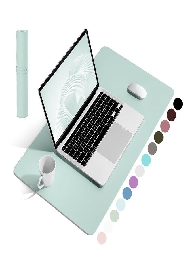 YSAGi Non-Slip Leather Desk Pad, Waterproof Laptop Computer Desk Keyboard Mat, Table Protector Blotter Mat, Large Mouse Pad for Office/Work/Home/Decor(Mint Green, 23.6" x 13.7") - Image 1