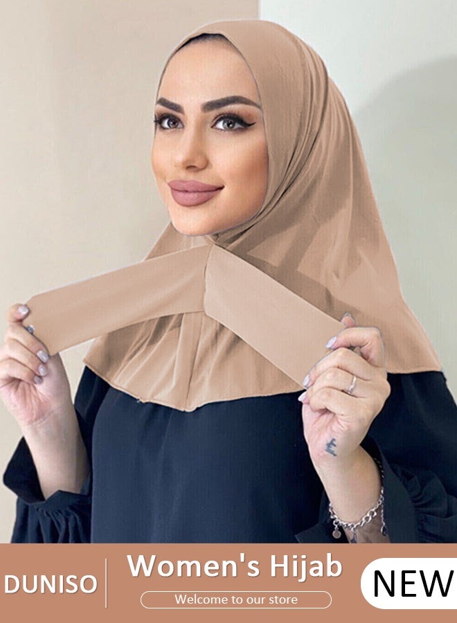 DUNISO تصميم زر الحجاب الفوري، حجاب إسلامي أنيق للنساء، حجاب داخلي مع مشبك سريع، لفات رأس تغطي كاملة، أغطية عمامة إسلامية - Image 1