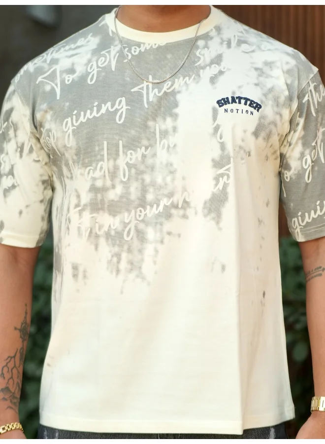 Maniac  Maniac Mens Printed Round Neck Half Sleeve Cream Color Cotton T-Shirt for Men | Best Price UAE