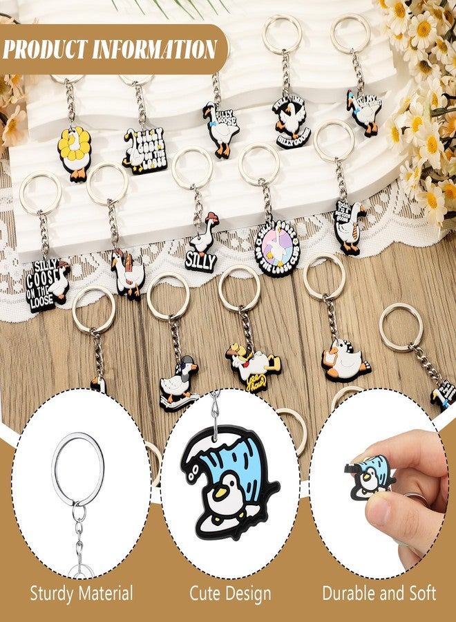 كينينج مجموعة كينينج من 60 قطعة من سلاسل مفاتيح الإوزة المرحة، 20 تصميمًا، سلاسل مفاتيح من مادة PVC لطيفة ومرحة على شكل إوزة، هدايا للحفلات، جوائز لأعياد الميلاد والفصول الدراسية. - Image 4