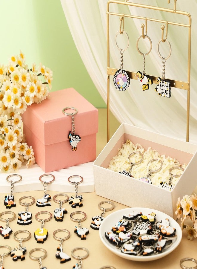 كينينج مجموعة كينينج من 60 قطعة من سلاسل مفاتيح الإوزة المرحة، 20 تصميمًا، سلاسل مفاتيح من مادة PVC لطيفة ومرحة على شكل إوزة، هدايا للحفلات، جوائز لأعياد الميلاد والفصول الدراسية. - Image 5