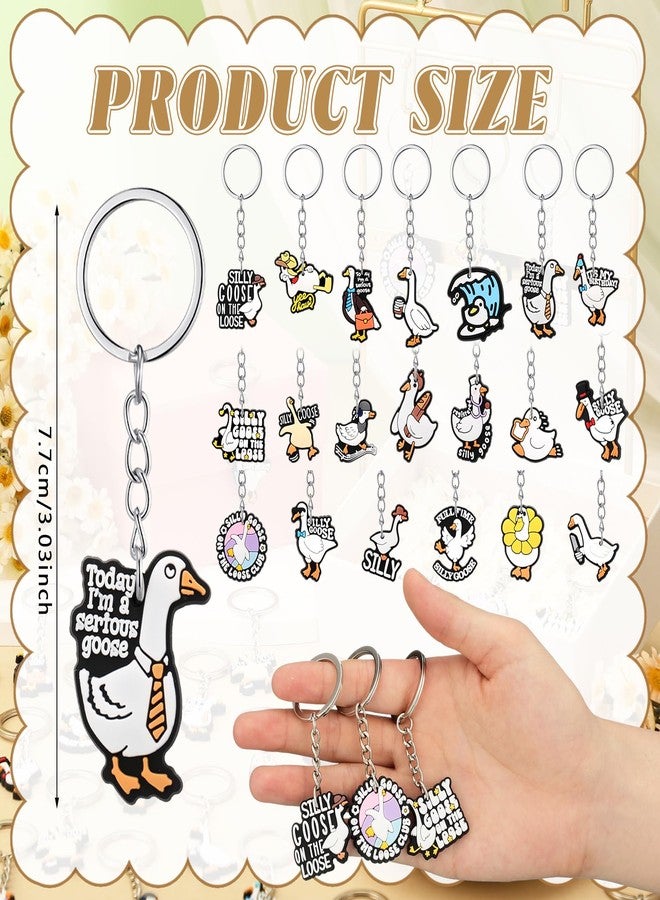كينينج مجموعة كينينج من 60 قطعة من سلاسل مفاتيح الإوزة المرحة، 20 تصميمًا، سلاسل مفاتيح من مادة PVC لطيفة ومرحة على شكل إوزة، هدايا للحفلات، جوائز لأعياد الميلاد والفصول الدراسية. - Image 3