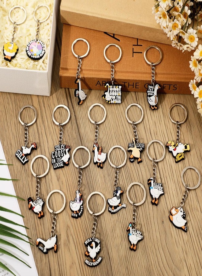 كينينج مجموعة كينينج من 60 قطعة من سلاسل مفاتيح الإوزة المرحة، 20 تصميمًا، سلاسل مفاتيح من مادة PVC لطيفة ومرحة على شكل إوزة، هدايا للحفلات، جوائز لأعياد الميلاد والفصول الدراسية. - Image 2