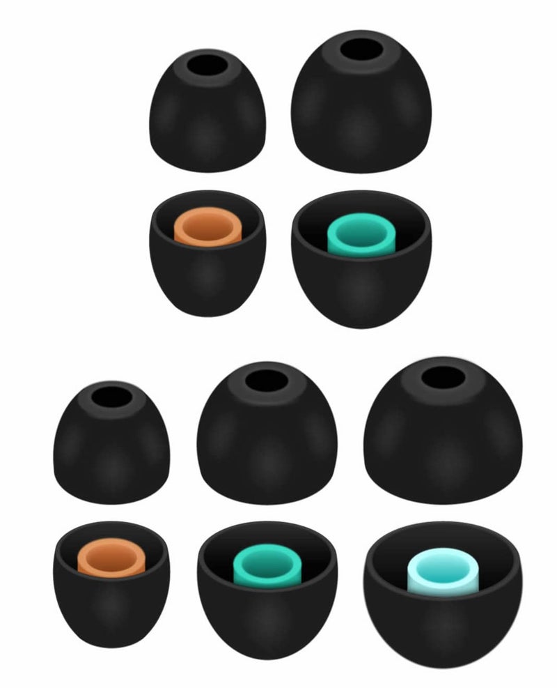 A-Focus Ear Tips Buds Set for WF-1000XM5 WF-1000XM4 WI-XB400 WF-C700N Silicone Eartips Earbuds Eargels Compatible with Sony in-Ear Headset WI-C200 WF-C500 etc 2S2M1L Black - Image 1