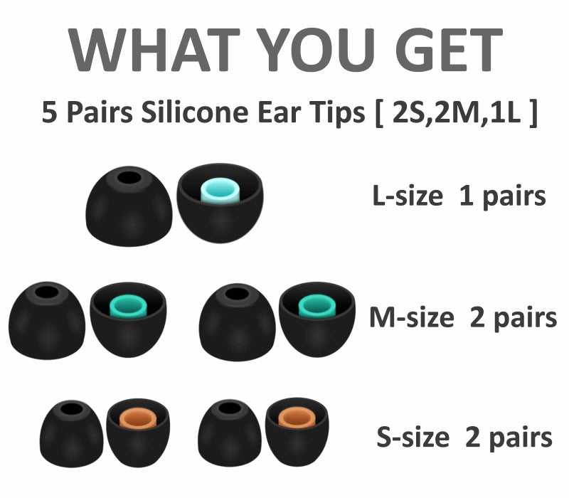 A-Focus Ear Tips Buds Set for WF-1000XM5 WF-1000XM4 WI-XB400 WF-C700N Silicone Eartips Earbuds Eargels Compatible with Sony in-Ear Headset WI-C200 WF-C500 etc 2S2M1L Black - Image 3