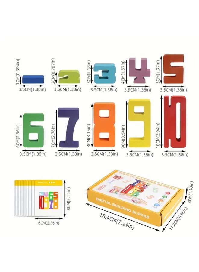Digital Stack High Vibrant Wooden Number Blocks Educational Math Toy For Kids - Image 1
