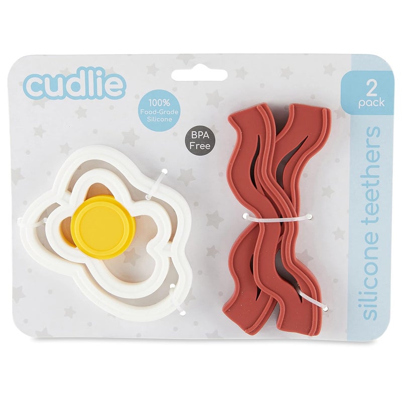 Cudlie 2Pack Food Grade Silicone Teether  BPA Free Fun Food Shapes for Soothing Babys Sore Gums - Image 3