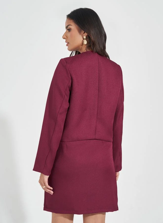 Styli Button Detail Tweed Jacket & Mini Skirt Co-Ords
