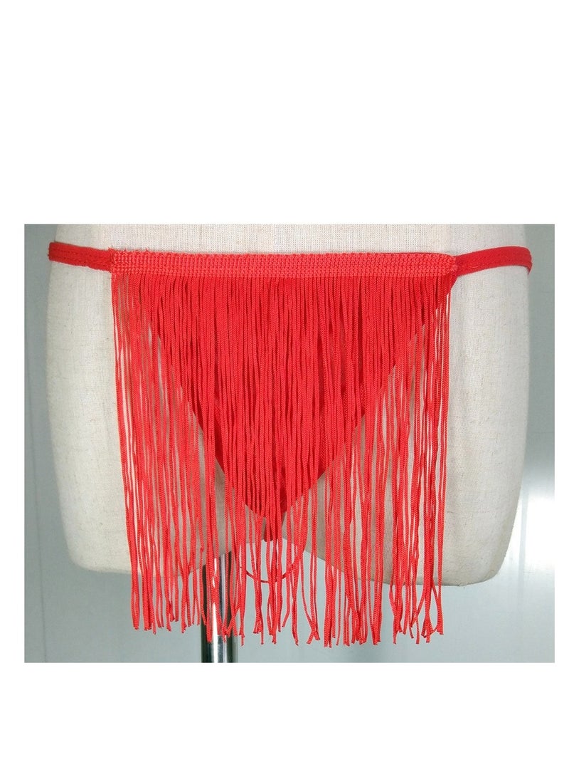 hiwonka Fringed Men's Thong Briefs, Breathable Comfortable,Red