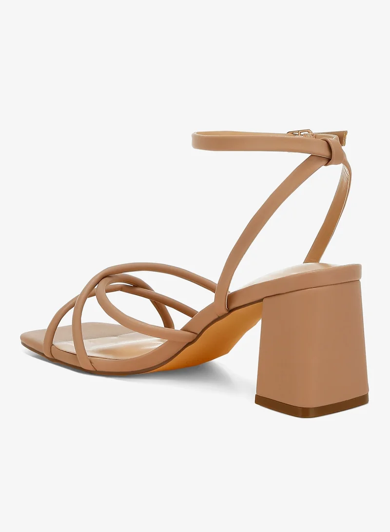 London Rag Tan Low Block Heel Strappy Sandals in Beige for Women | Best Price UAE