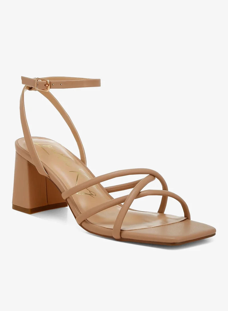 London Rag Tan Low Block Heel Strappy Sandals in Beige for Women | Best Price UAE
