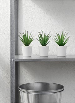 Swiss Canton Artificial Potted Plant with Pot Green/White - Realistic Lifelike Design, Fresh-Looking Year After Year, Perfect for Home Decor, Elegant and Compact, Easy Storage, Enhances Any Living Space  - Image 4
