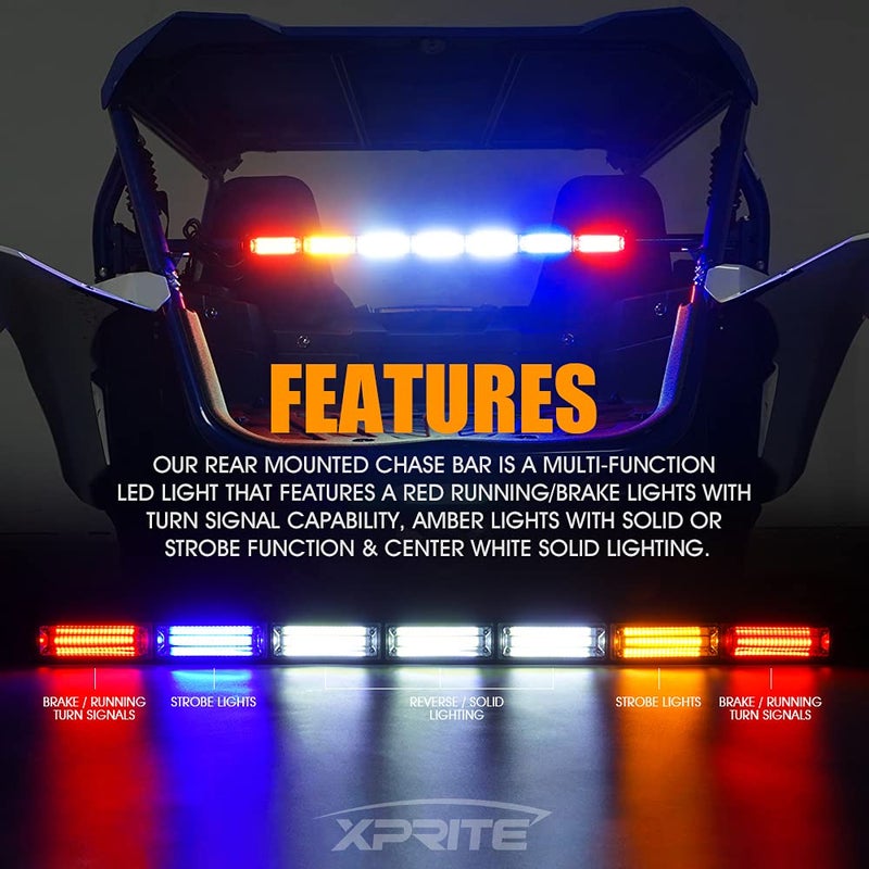 Xprite Xprite 30" COB LED Chase Strobe Flashing Light Bar, with Brake, Reverse, Turn Signal Rear Safety Lightbar for UTV Polaris RZR XP 1000 900, Can-Am Maverick X3, SxS, Yamaha, ATV, Off Road - RYWWWBR  - Image 2