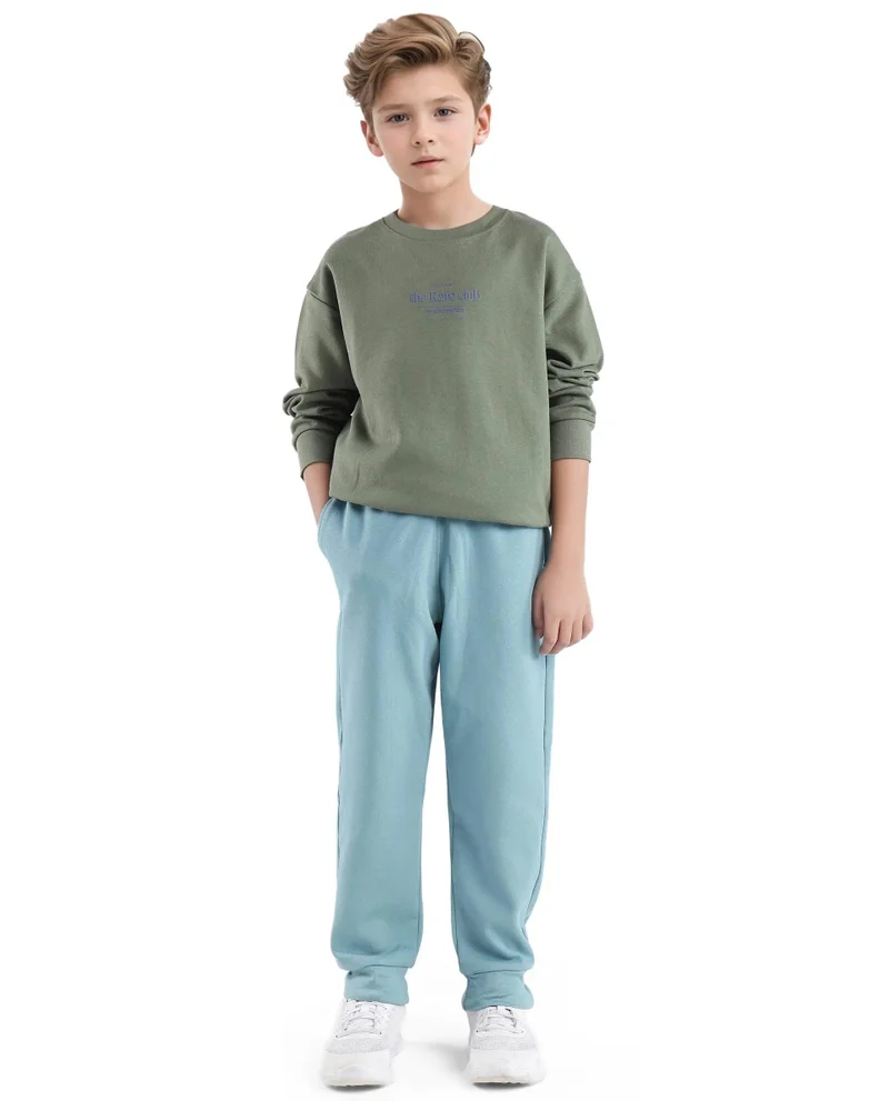 Rare Ones Rare Ones Kids Tamu Dark Green Cotton Full Sleeve Hd Print With Twill Texture Sweatshirt