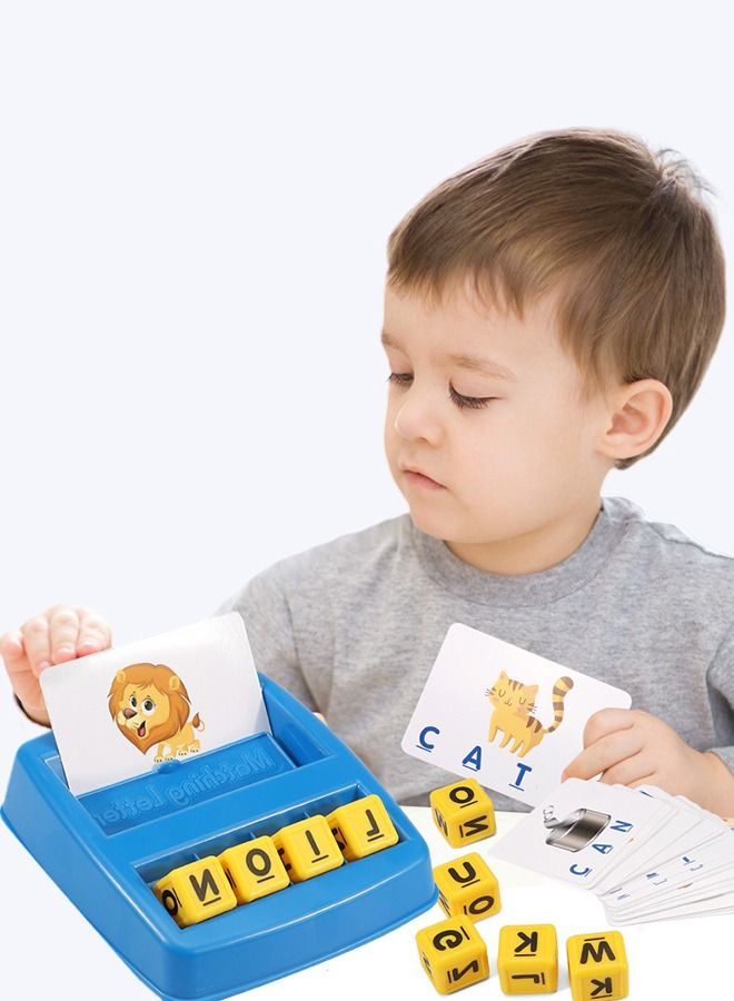 Learning Matching Letter Game for Kids Toys Ages 3-8 Include 30 Cards 8 letter Blocks Educational Toys Gifts for Boys Girls Blue - Image 2