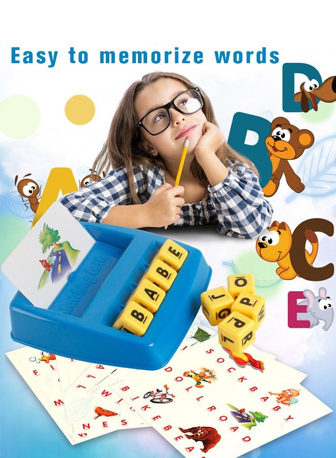 Learning Matching Letter Game for Kids Toys Ages 3-8 Include 30 Cards 8 letter Blocks Educational Toys Gifts for Boys Girls Blue - Image 5