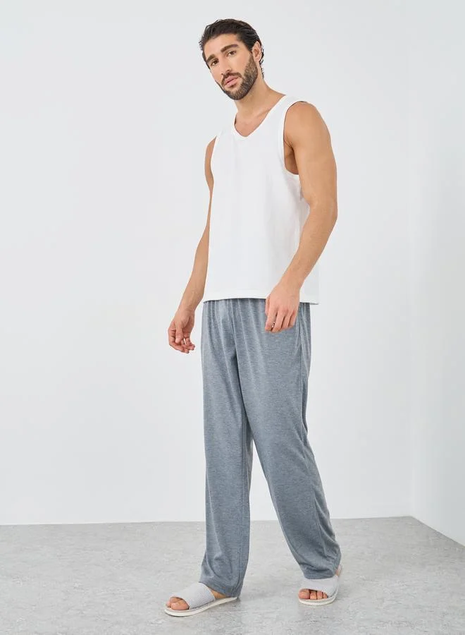 Styli Styli Grey Slogan Print Pyjama with Elastic Waist
