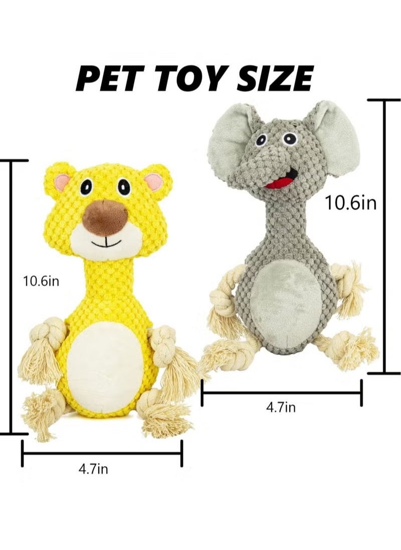 Generic - Squeaky Plush Dog Toys, 2 Pcs Cute Stuffed Dog Toys, with Squeaky Crinkle Paper and Interactive Rope Legs, Durable Dog Chew Toys for Small, Medium, Large Dog - Image 1