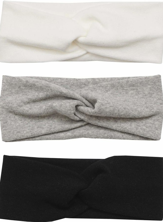 AVAUMA Baby Girl Boy Headbands Bow and Turban, Fits Newborn Infant Toddler and Children Hair Accessories (TB_WH/GR/BK) - Image 1