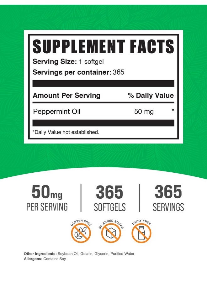 BulkSupplements.com Peppermint Oil Softgels - Peppermint Supplement, Peppermint Oil Pills, Peppermint Oil Capsules 50mg - Gluten Free, 1 Softgel per Serving, 365 Count (Pack of 1) - Image 2