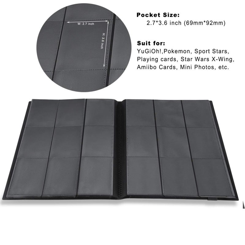 AITIME Sport Fans Gaming Card Collection Binder, 360 Side Loading Trading Card Collection Book MTG Yugioh Cards Protection Holder Playing Cards and Coupons Protector Storage Book (Black) - Image 3