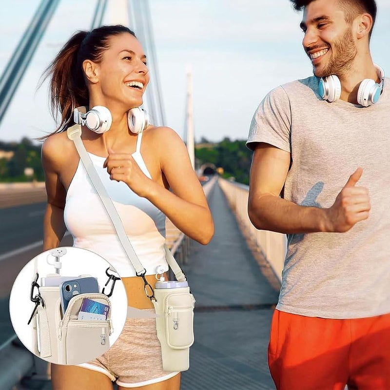 جيه زد اس حقيبة حمل زجاجة مياه JZS مزودة بجيب للهاتف، مناسبة لأكواب ستانلي سعة 40/30 أونصة مع مقبض، مصنوعة من النيوبرين، مزودة بحزام قابل للتعديل وحلقة تعليق. - Image 5