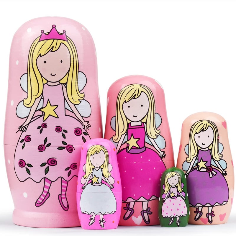 GRPSKCOS Nesting Dolls Valentines Day Gifts for Kids Birthday Cute Angel Girls Stacking Russian Matryoshka Dolls Toys Set of 502 Angel - Image 3